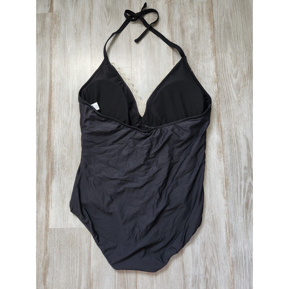 Sea Angel Swimsuit Womens 2X Black Lace Trim Halter One Piece Swimwear EUC - Picture 6 of 9
